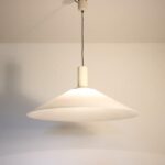 L5130 1970s Large hanging lamp in metal with perspex hood, 78cm Elio Martinelli Martinelli, Italy
