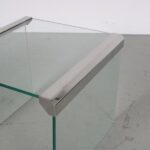 m26900 1970s Small glass side table with chrome edges Pierangelo Galotti Galotti & Radice, Italy