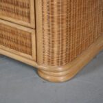 m27005 1970s Wooden with wicker drawer cabinet in Dal Vera style Italy