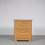 m27005 1970s Wooden with wicker drawer cabinet in Dal Vera style Italy