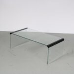 m26983 1970s Rectangular glass coffee table with black metal edges Pierangelo Gallotti Gallotti & Radice, Italy