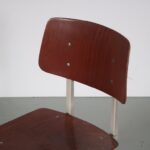 m27084 1960s Pair of compass base school chairs with pagholz seat and back Galvanitas, Netherlands