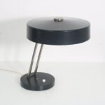 L5111 1960s Black metal with chrome adjustable table or desk lamp Germany
