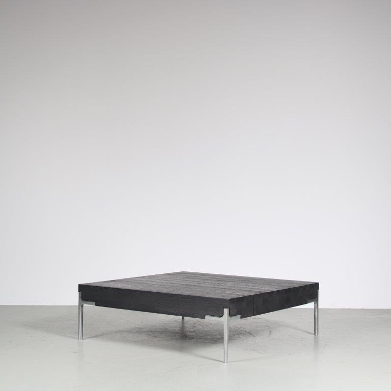 m27273 1990s Slick Coffee table in black stained oak on chrome aluminium legs Roderick Vos Masimo, Netherlands