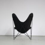 m27283 1950s Hardoy style Butterfly chair on black metal frame with black canvas seat Beijenkorf, Netherlands