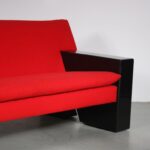 m26741 1980s 2-Seater sofa on black wooden base with original red kvadrat upholstery, model Sandwich Peter van der Ham Netherlands