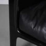 m27311 2000s Cocca Black plastic easy chair with black leather cushions Carlo Colombo Arflex, Italy