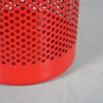 m27323 1980s Red perforated metal bin Paul Barbieri & Giorgio Marianelli Rexite, Italy