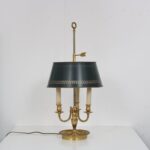 L5198 1950s Bouillot lamp (large) in brass with green metal shade France