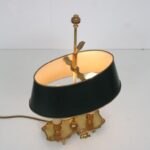 L5196 1950s Bouillot lamp (small) in brass with green metal shade France