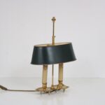 L5196 1950s Bouillot lamp (small) in brass with green metal shade France