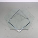 m27322 1960s Coffee Table on steel flatbar base with hexagon shaped glass top Germany