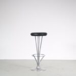 m27330-1 2000s Bar stools after 1960s design in chrome with black leather Piet Hein Fritz Hansen, Denmark