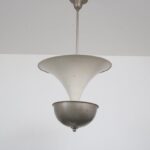 L4872 1930s Hanging lamp, white painted with aluminium in Giso style Netherlands