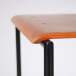 m27367 1980s Tokyo Bar stool in black metal with rubber back and wooden seat Rodney Kinsman Bieffeplast, Italy
