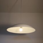 L5058 1970s White metal hanging lamp with fabric cable Claus Bonderup & Torsten Thorup Carl Hansen & Son, Denmark