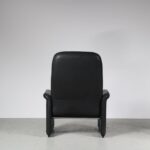 INC173 1960s Reclining lounge chair DS50 in black leather De Sede, Switzerland