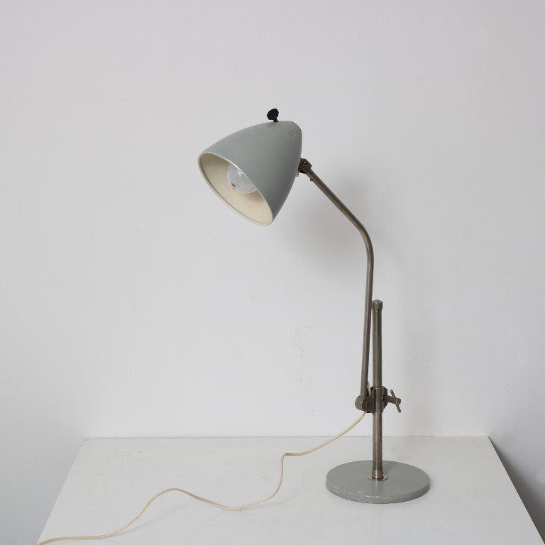 L5260 1950s Gray metal with chrome adjustable desk lamp Hala, Netherlands