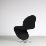 m27449 2020s Edition of 1970s 1-2-3 Side chair on aluminum base with black Kvadrat upholstery Verner Panton VerPan, Denmark