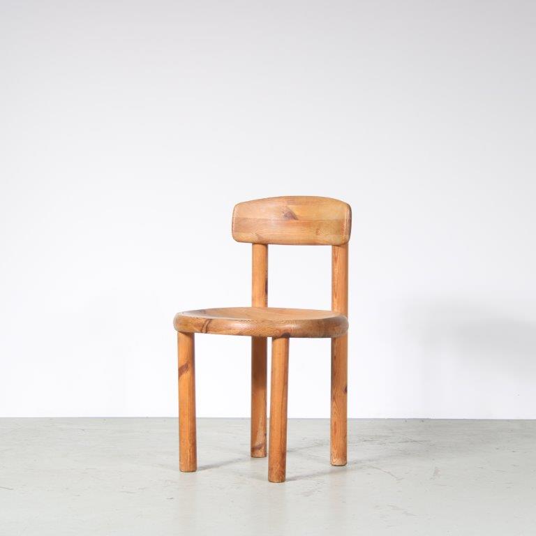m27498 1970s Pine wooden dining or side chair with adjustable backrest Rainer Daumiller Hirtshals Savvaerk, Denmark