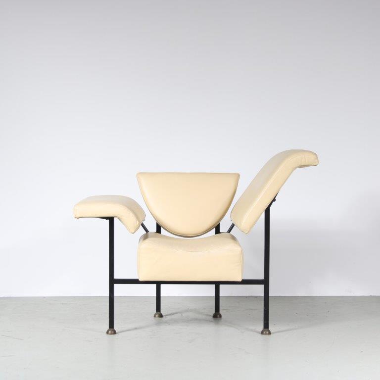 m27484 1980s Groeten uit Holland Chair in beige leather Rob Eckhardt Pastoe, Netherlands