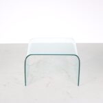 m27482 1970s Pair of bent glass Waterfall side tables Fiam, Italy