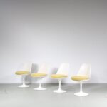 m26836-9 1970s White plastic Tulip chair with newly upholstered cushion Eero Saarinen Knoll International, USA
