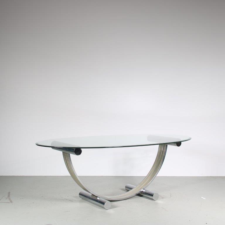 m26533 Romeo Rega Dining Table with Glass Top, Italy 1970