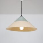 L5141 1970s Hanging lamp with thick glass and metal hood Stilnovo, Italy