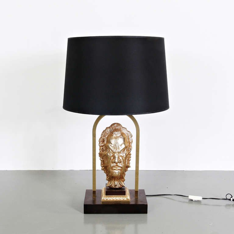L3416 1970s French Messing Table Lamp in the style of Maison Jansen 1