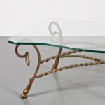 m27560 1960s Glass Coffee Table in the Manner of Maison Jansen