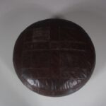 m27566 1970s Large round patchwork leather pouf De Sede, Switzerland