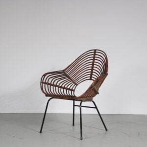 1950s Rare rattan chair by Rohé, Netherlands