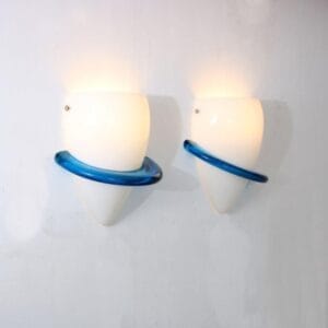 1990s Pair of "Blue Swan" wall lamps by Tinu Aufiero for Venini, Italy