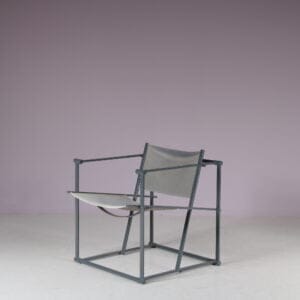 m27671 1980s "Kubus" Chair in grey metal with canvas / Radboud van Bekum / Pastoe, Netherlands