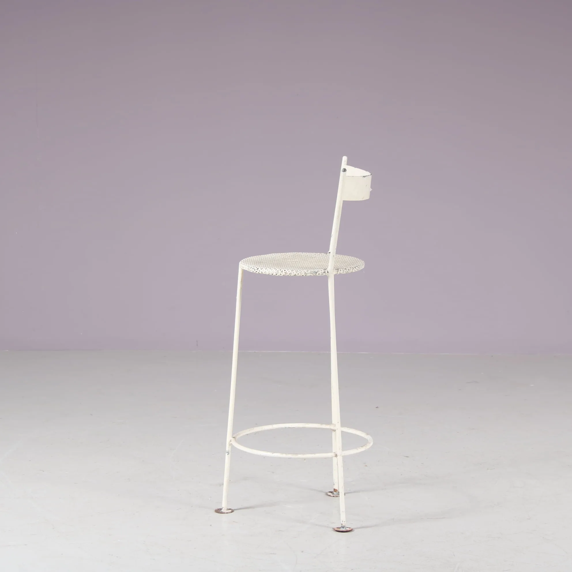 m21068 1950s Children stool in perforated metal, France