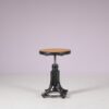 m27753-5 1970s Adjustable black bentwooden piano stool with webbing seats / Thonet, Austria