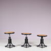 m27753-5 1970s Adjustable black bentwooden piano stool with webbing seats / Thonet, Austria