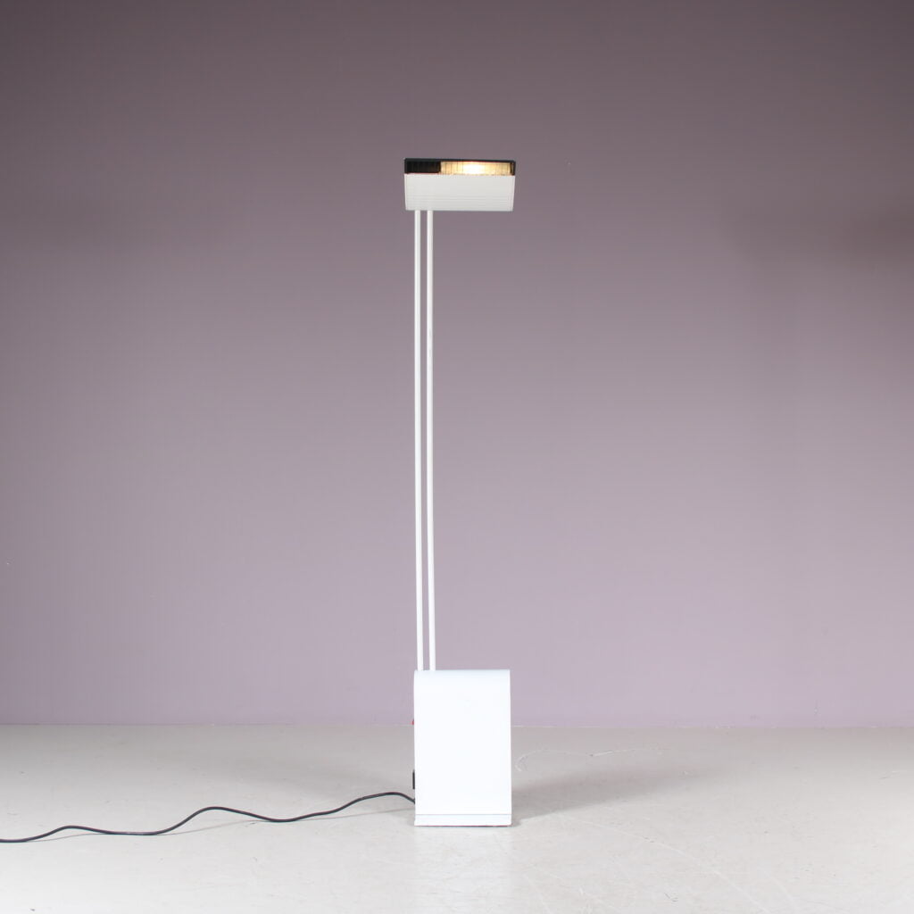 L5354 1980s Postmodern white metal floor lamp / Hartmut Engel / Zumtobel, Austria