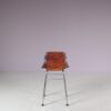 m27783 1970s Low bar stool on chrome metal base with cognac leather seat / Charlotte Perriand / Les Arcs, France