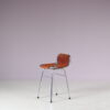 m27783 1970s Low bar stool on chrome metal base with cognac leather seat / Charlotte Perriand / Les Arcs, France