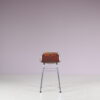 m27783 1970s Low bar stool on chrome metal base with cognac leather seat / Charlotte Perriand / Les Arcs, France