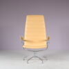 m27774 1980s Sas Easy chair on chrome metal crossbase with yellow leather upholstery Jens Amundsen Fritz Hansen, Denmark