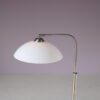 L5390 1950s Adjustable floor lamp on matte nickel base with white glass hood Giso (Gispen), Netherlands