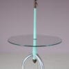 m27809 1980s Side table on aluminium base with glass top and brass detail / Cidue, Italy