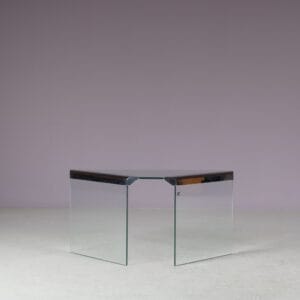 m27819 1970s Glass side or corner table in glass with chrome Gallotti & Radice Italy