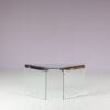 m27819 1970s Glass side or corner table in glass with chrome Gallotti & Radice Italy