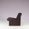 m27826-8 1970s Organic shaped easy chair with brown fabric upholstery model Alky Giancarlo Piretti Castelli, Italy