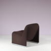 m27826-8 1970s Organic shaped easy chair with brown fabric upholstery model Alky Giancarlo Piretti Castelli, Italy