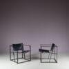 m27822 1980s Pair of "Kubus" FM62 chairs in black metal with black neck leather / Radboud van Beekum / Pastoe, Netherlands